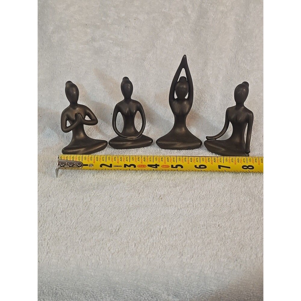 OwMell Lot of 4 Meditation Yoga Pose Statue Figurine Ceramic Yoga Figure Set - Picture 6 of 7